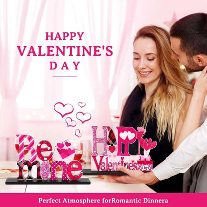 Ayieyill Valentines Day Decorations, 4Pcs Valentines Love Tabletop Decor for Gift Dining Room Table Wedding Anniversary Party Supplies Décor Tray Decor