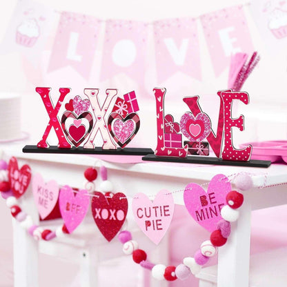 Ayieyill Valentines Day Decorations, 4Pcs Valentines Love Tabletop Decor for Gift Dining Room Table Wedding Anniversary Party Supplies Décor Tray Decor