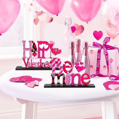 Ayieyill Valentines Day Decorations, 4Pcs Valentines Love Tabletop Decor for Gift Dining Room Table Wedding Anniversary Party Supplies Décor Tray Decor