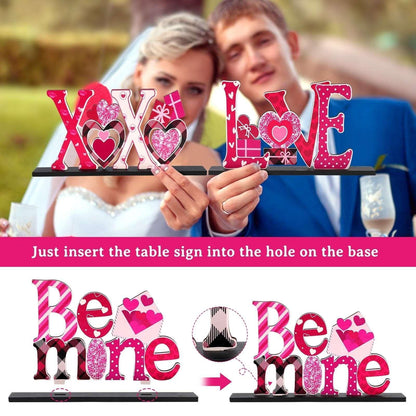 Ayieyill Valentines Day Decorations, 4Pcs Valentines Love Tabletop Decor for Gift Dining Room Table Wedding Anniversary Party Supplies Décor Tray Decor
