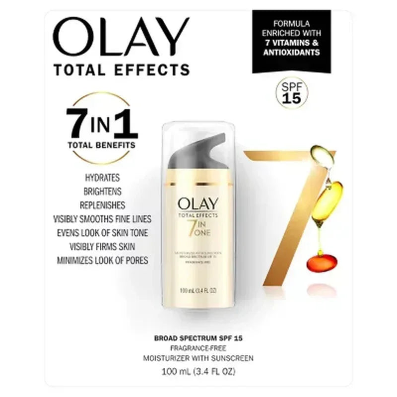 Olay Total Effects Face Moisturizer SPF 15, Fragrance-Free (3.4 Fl. Oz.)