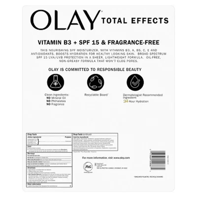 Olay Total Effects Face Moisturizer SPF 15, Fragrance-Free (3.4 Fl. Oz.)