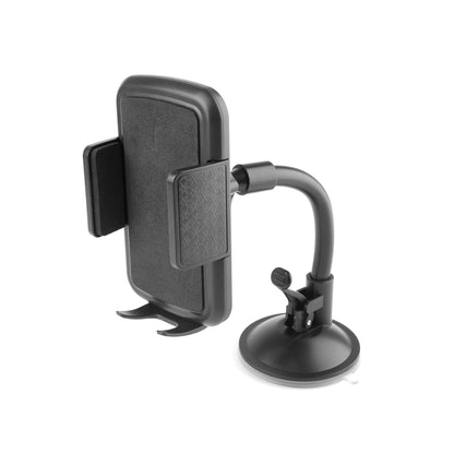onn Universal Cell Phone Car Mount for Windshield and Dashboard, Suction Cup Mount, Adjustable 360° Rotation, Black