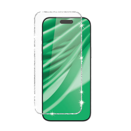 onn Glitter Frame Glass Screen Protector with Easy Application Tray for iPhone Air