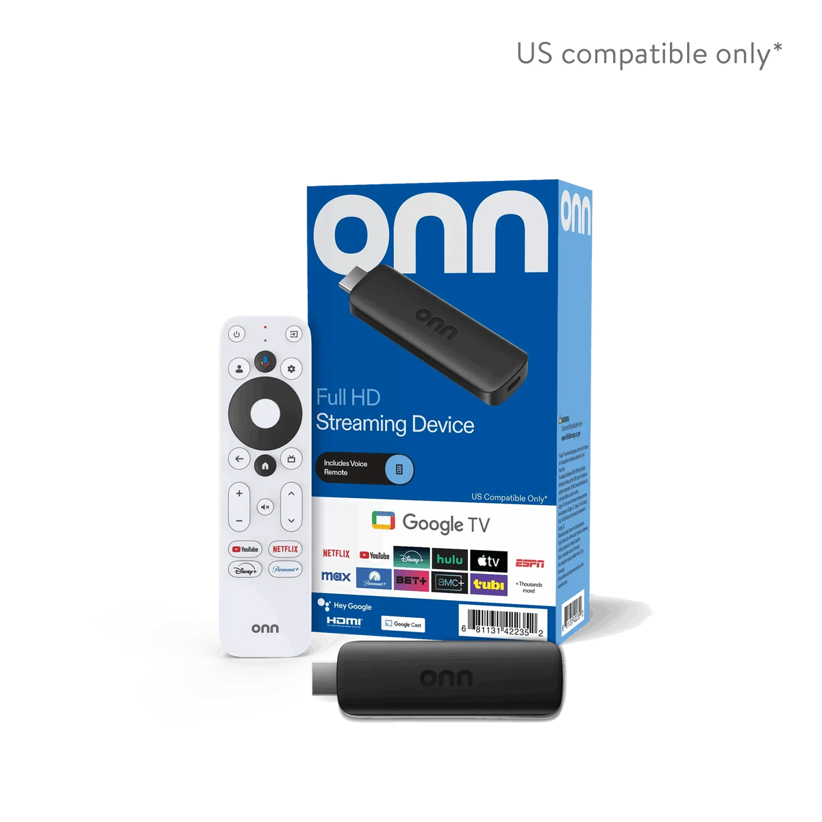 onn Full HD Streaming Device, Google TV - Fast Streaming, 8GB Storage, 1.5GB RAM, Remote with Voice Control