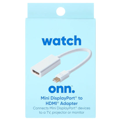 ONN. Mini DisplayPort to HDMI Female Adapter, White Color