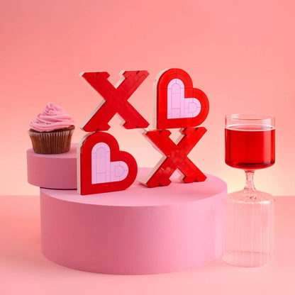 Brickcraft Bricktanicals XOXO Sign Building Kit (244-Piece Set), Valentine's Day Decor, Brick Hearts, Build Together Couples Activity, Romantic Gift, Home Display, Collectible Building Set