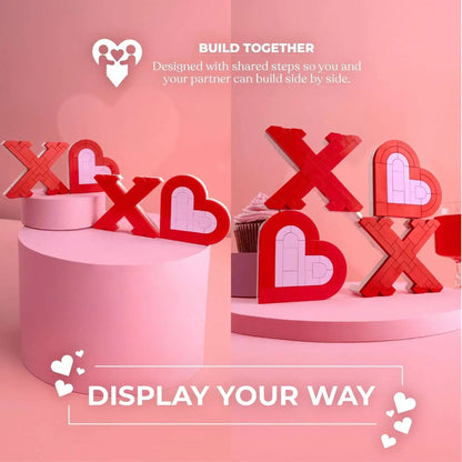 Brickcraft Bricktanicals XOXO Sign Building Kit (244-Piece Set), Valentine's Day Decor, Brick Hearts, Build Together Couples Activity, Romantic Gift, Home Display, Collectible Building Set