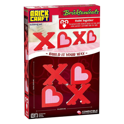 Brickcraft Bricktanicals XOXO Sign Building Kit (244-Piece Set), Valentine's Day Decor, Brick Hearts, Build Together Couples Activity, Romantic Gift, Home Display, Collectible Building Set