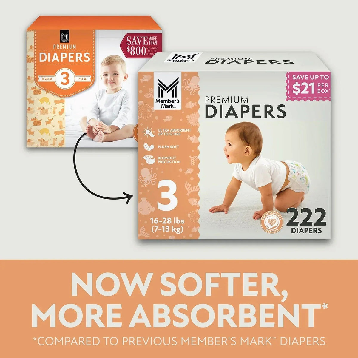 Member's Mark Premium Baby Diapers, Choose Size