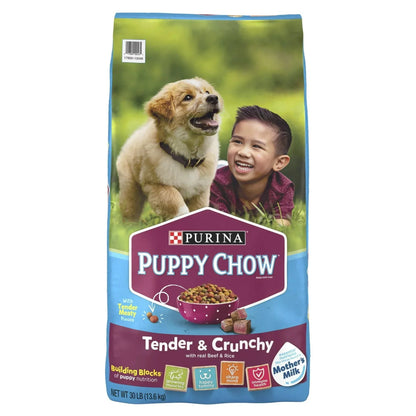 Purina Puppy Chow Dry Dog Food, High Protein Tender & Crunchy Real Beef Formula