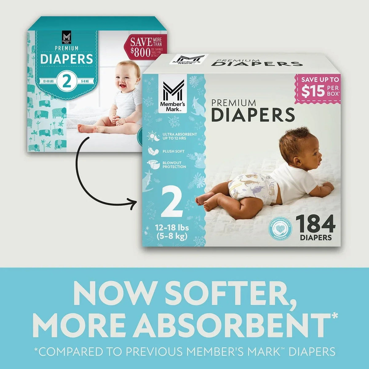 Member's Mark Premium Baby Diapers, Choose Size