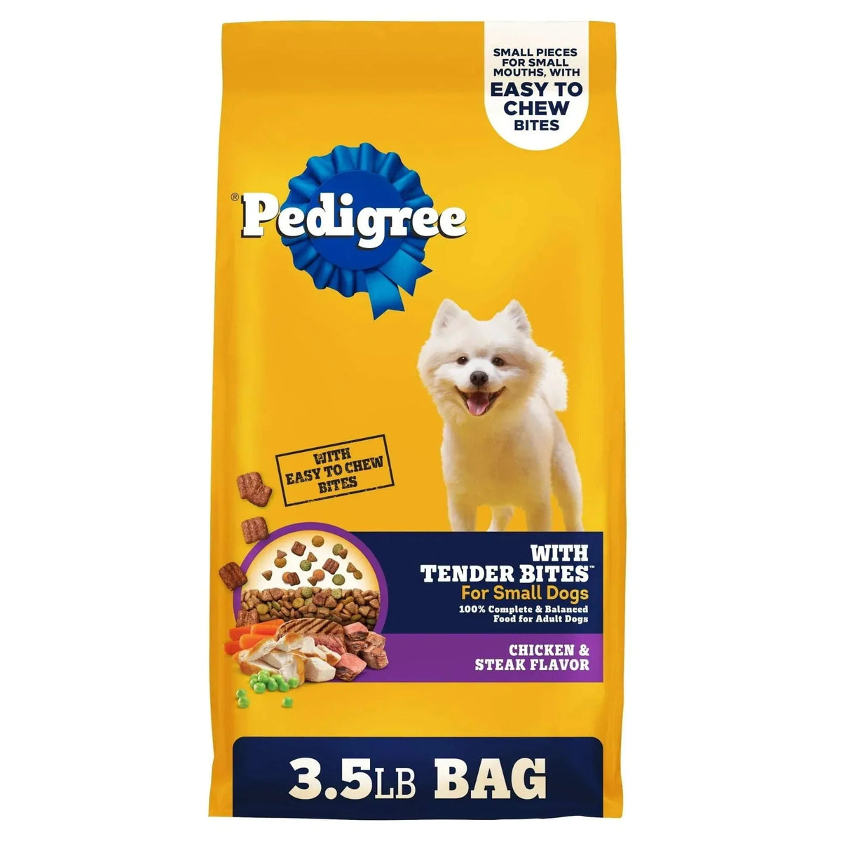 Pedigree With Tender Bites for Small Dogs Adult Dry Dog Food, Chicken and Steak Flavor