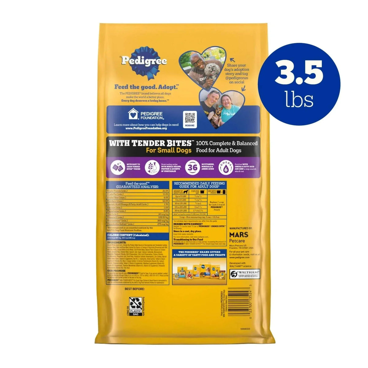 Pedigree With Tender Bites for Small Dogs Adult Dry Dog Food, Chicken and Steak Flavor