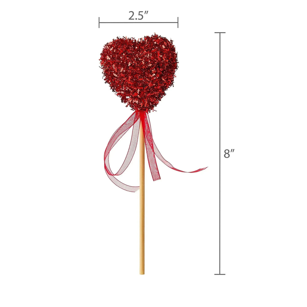 Tinsel Heart Decorative Picks, Red and Pink, 8", 4 Count Per Pack, Valentine's Day by Way To Celebrate (Pack of 2)