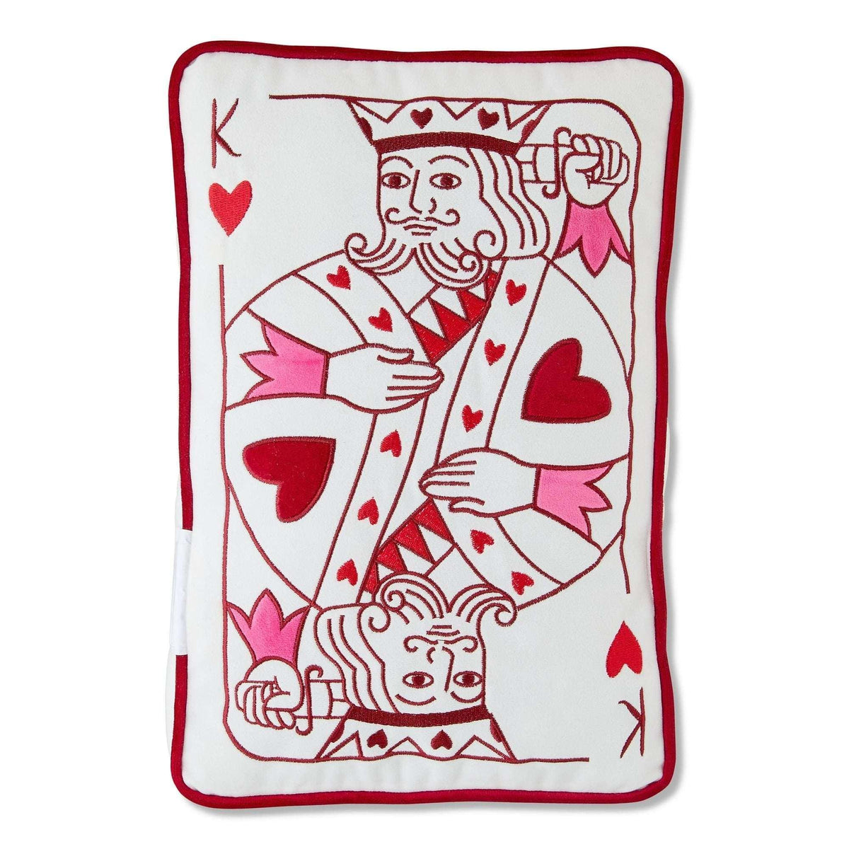 King and Queen of Hearts Card Decorative Pillow, Red and White, 10" x 15", Valentine's Day by Way To Celebrate