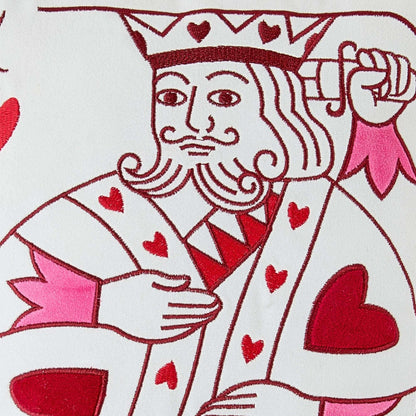King and Queen of Hearts Card Decorative Pillow, Red and White, 10" x 15", Valentine's Day by Way To Celebrate