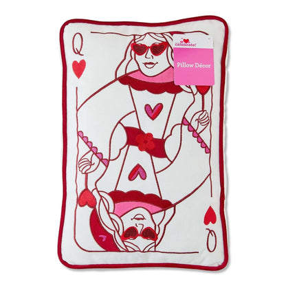 King and Queen of Hearts Card Decorative Pillow, Red and White, 10" x 15", Valentine's Day by Way To Celebrate