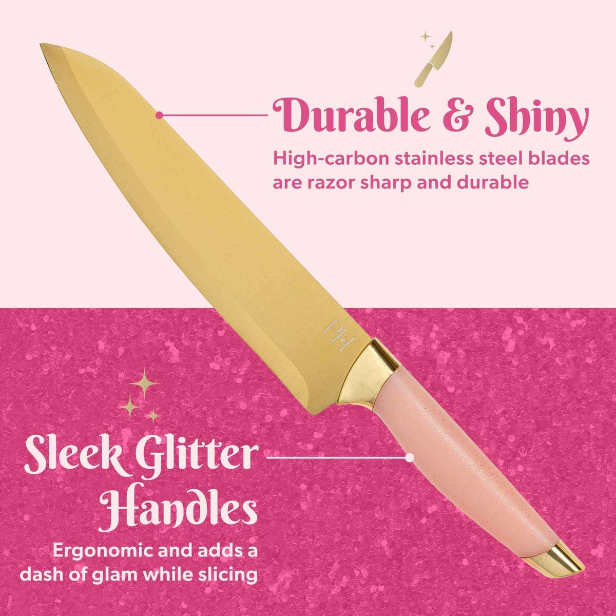 Paris Hilton 10-Piece Heart-Shaped Stainless Steel Knife Block Set