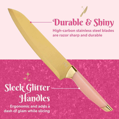 Paris Hilton 10-Piece Heart-Shaped Stainless Steel Knife Block Set