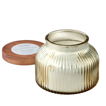 Better Homes & Gardens Scented Cotton 2-Wicks Ribbed Mecury Glass Jar Candle with Wooden Lid 18oz