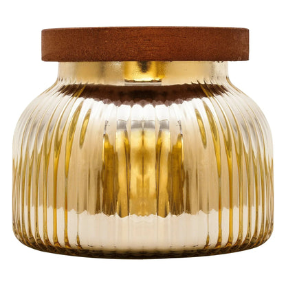 Better Homes & Gardens Scented Cotton 2-Wicks Ribbed Mecury Glass Jar Candle with Wooden Lid 18oz