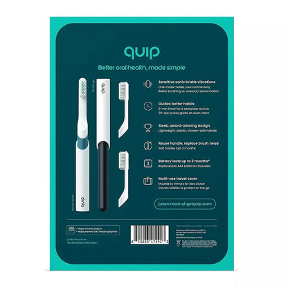 quip Sonic Electric Toothbrushes, Marine and Charcoal, with 4 Replacement Brush Heads, 2 pk.