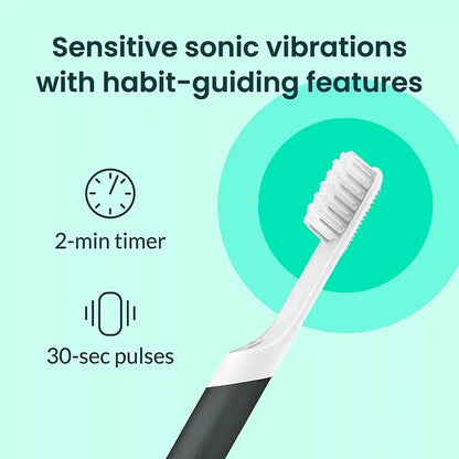 quip Sonic Electric Toothbrushes, Marine and Charcoal, with 4 Replacement Brush Heads, 2 pk.