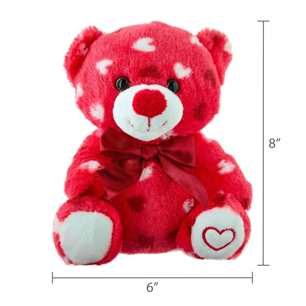 Small Heart Polka Dot Bear Plush, Red, 8", Valentine's Day by Way To Celebrate