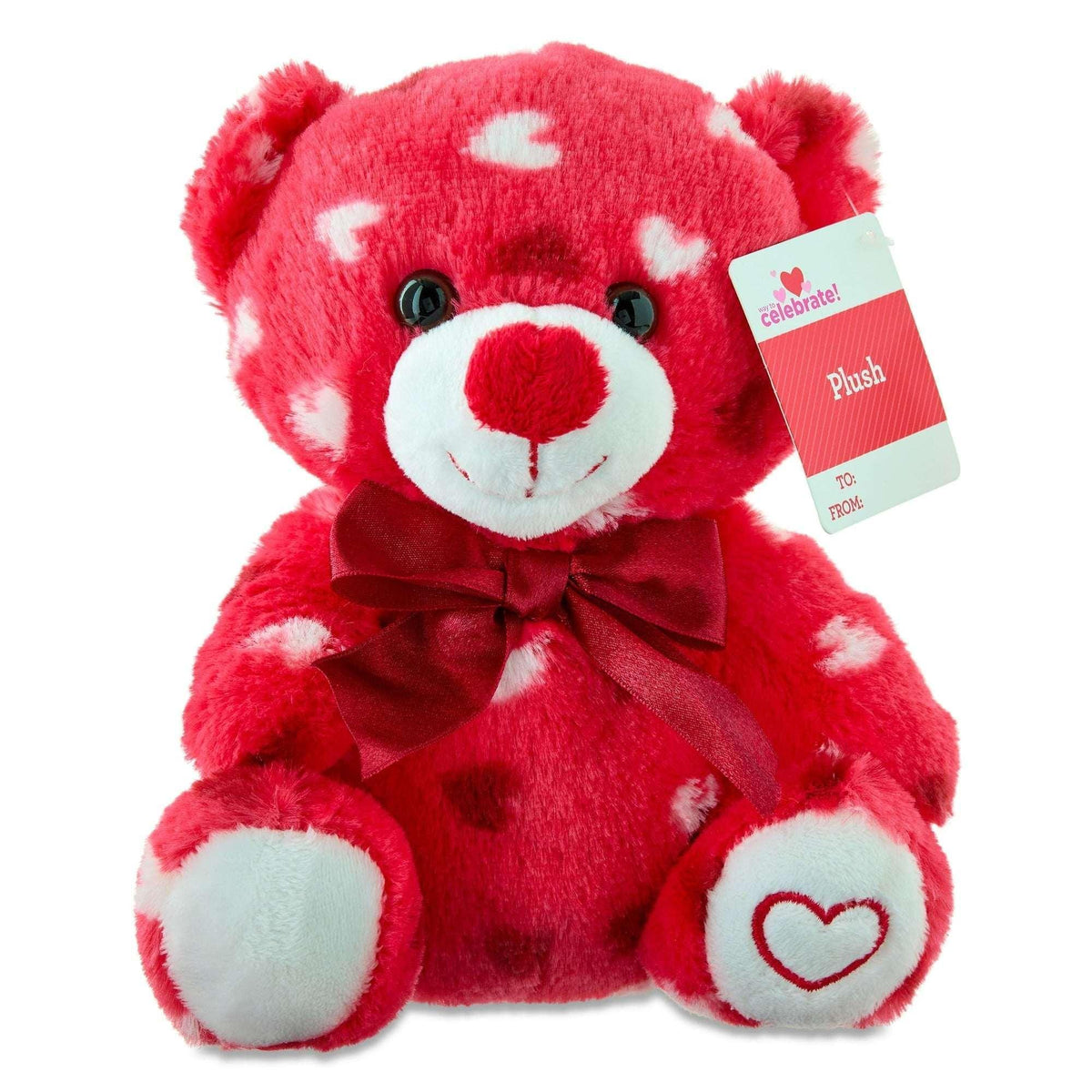 Small Heart Polka Dot Bear Plush, Red, 8", Valentine's Day by Way To Celebrate