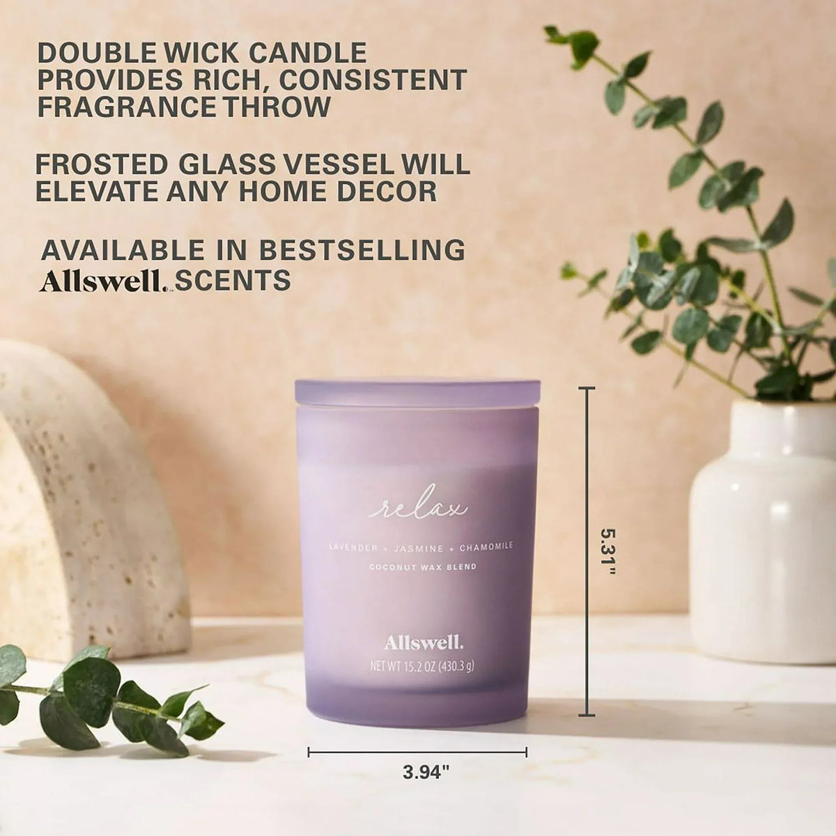 Allswell Scented 2-Wick Spa Jar Candle 15oz.