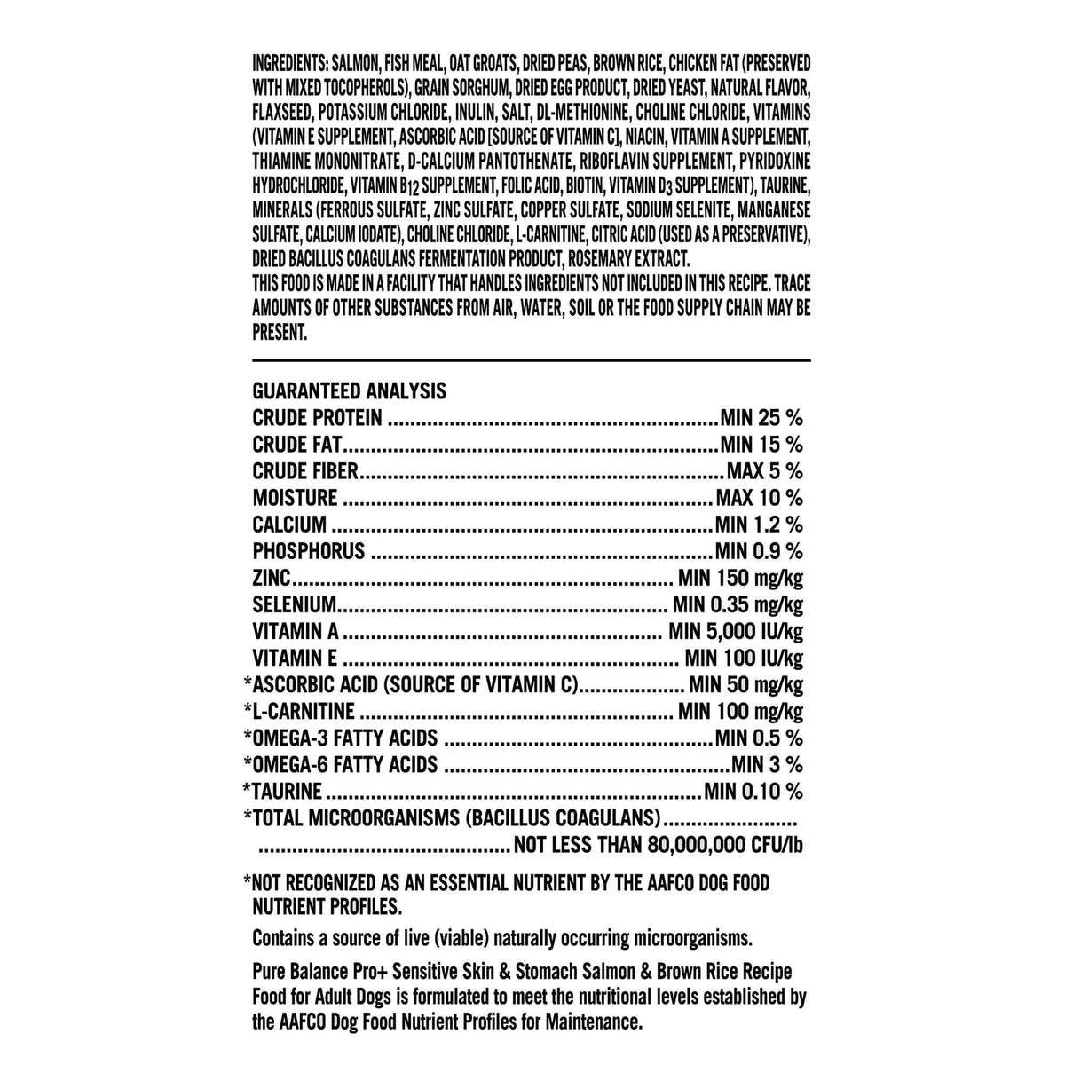 Pure Balance Pro+ Sensitive Skin & Stomach Dog Food, Salmon & Rice Recipe