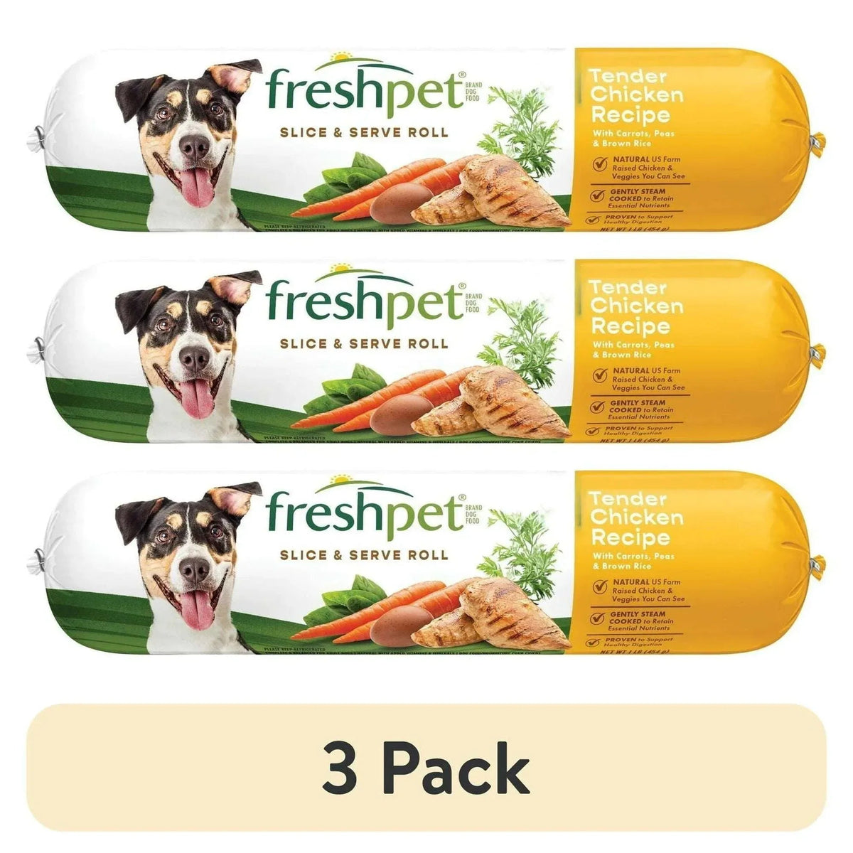 Freshpet Fresh Dog Food, Tender Chicken Recipe, Slice & Serve Roll, 1 lb.