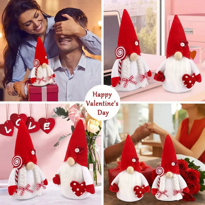 Ayieyill Valentines Day Decor 2pcs Valentine Gnomes Plush Valentines Day Decoration Valentines Home Table Decor Scandinavian Tomte Elf Gnomes Ornaments Sweet Valentines Day Gifts for Him Her