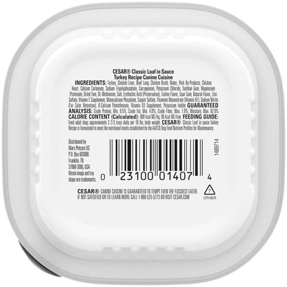 (3 pack) Cesar Filets in Gravy Turkey Recipe Flavor Adult Wet Dog Food, 3.5 oz Tray