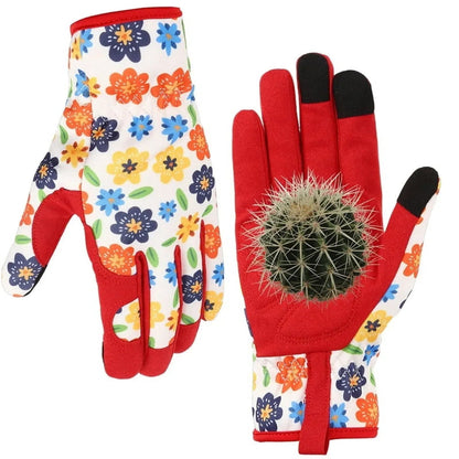 Hengguang Gardening Gloves for Women - Thorn Proof & Puncture Resistant, Breathable Floral Gloves for Rose Pruning,Mother's Day Gift (Floral Design)