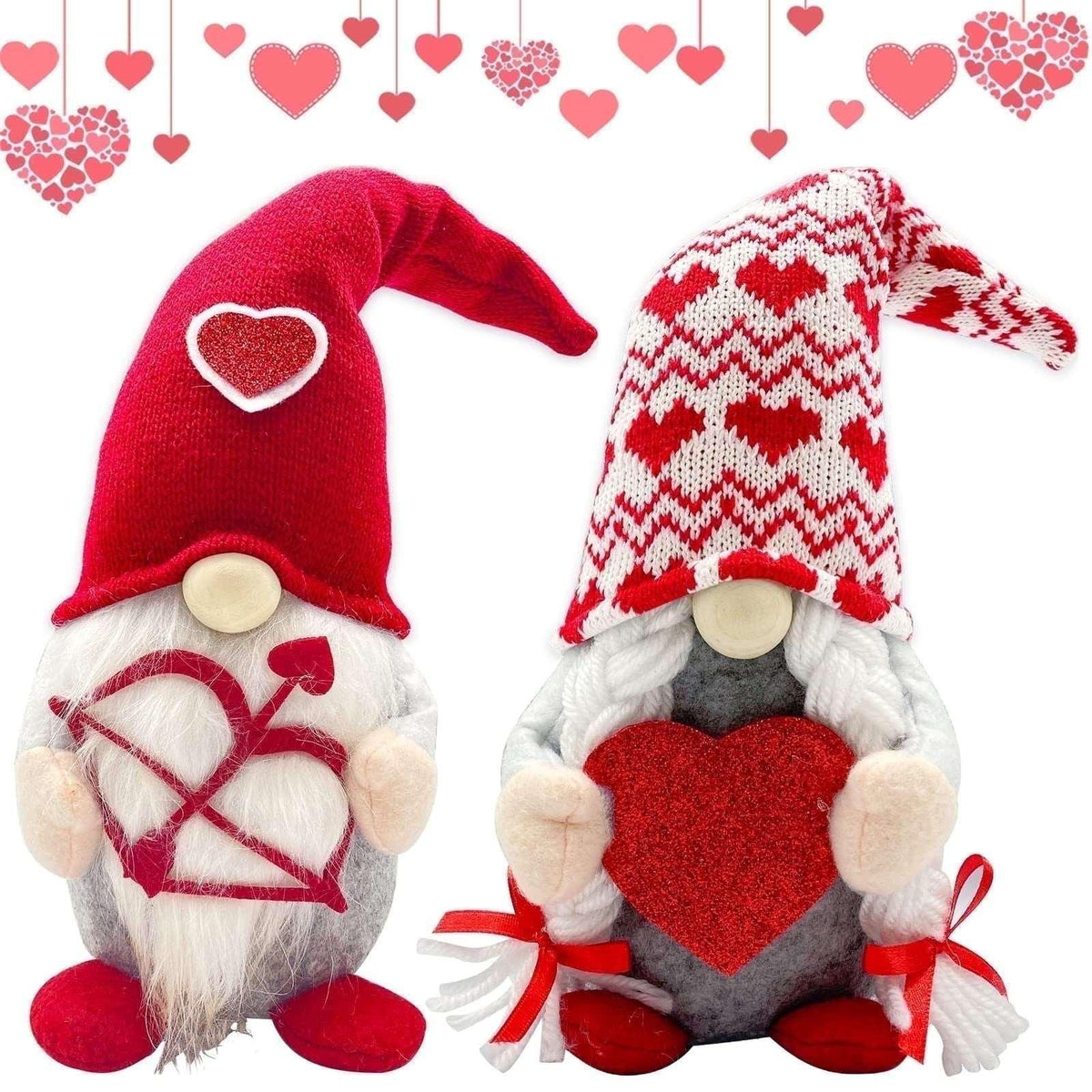Molumo Valentines Day Decor 2 packs Valentine Day Gnomes Plush Decorations for Home Table Decor Vday Gifts for Her, Girls