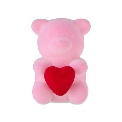 Flocked Bear Tabletop Decoration, Pink, 4", Valentine's Day by Way To Celebrate
