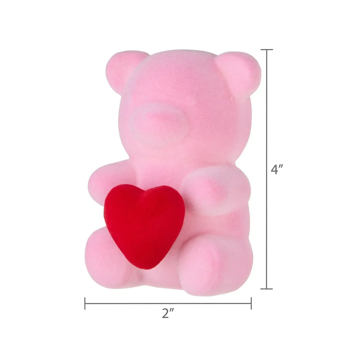 Flocked Bear Tabletop Decoration, Pink, 4", Valentine's Day by Way To Celebrate