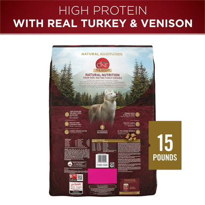 Purina One True Instinct Dry Dog Food for Adult Dogs, High Protein Real Turkey & Venison, 15 lb Bag