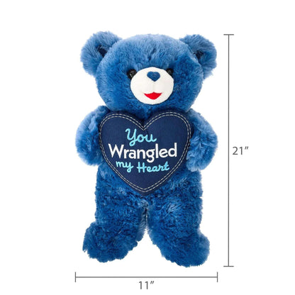 Large Sweetheart You Wrangled My Heart Teddy Bear Plush, Blue, 21", Valentine's Day by Way To Celebrate