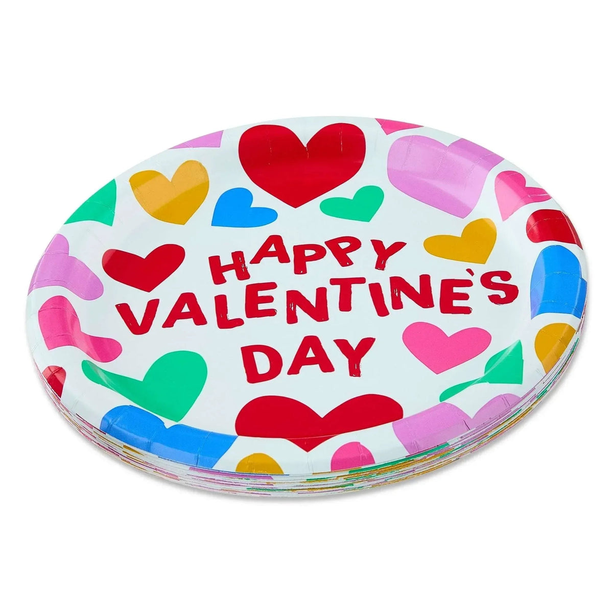 Disposable Paper Plates, 9", Multicolor Hearts, 20 Count, Valentine's Day by Way To Celebrate