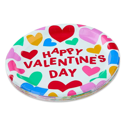 Disposable Paper Plates, 9", Multicolor Hearts, 20 Count, Valentine's Day by Way To Celebrate