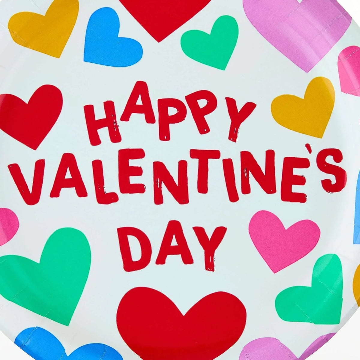 Disposable Paper Plates, 9", Multicolor Hearts, 20 Count, Valentine's Day by Way To Celebrate