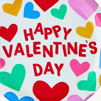 Disposable Paper Plates, 9", Multicolor Hearts, 20 Count, Valentine's Day by Way To Celebrate