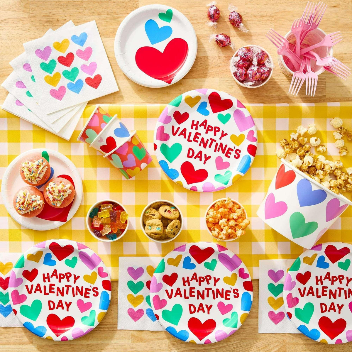 Disposable Paper Plates, 9", Multicolor Hearts, 20 Count, Valentine's Day by Way To Celebrate