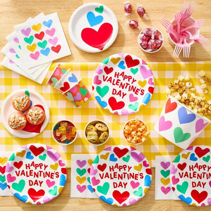 Disposable Paper Plates, 9", Multicolor Hearts, 20 Count, Valentine's Day by Way To Celebrate