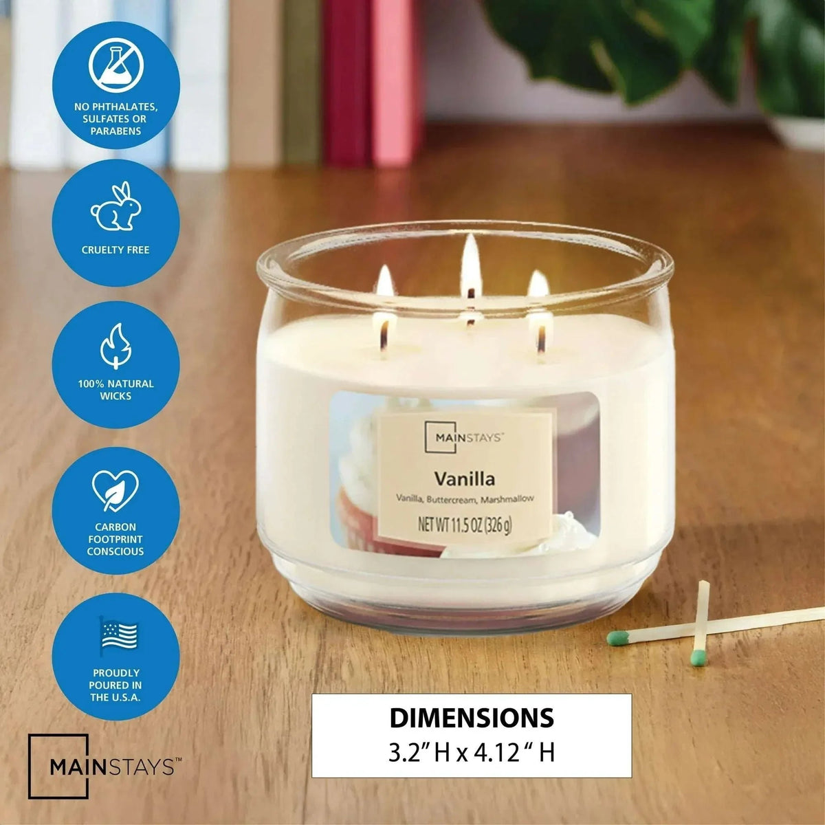 Mainstays 3-Wick Scented Glass Jar Candle, 11.5oz.