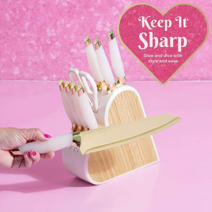 Paris Hilton 10-Piece Heart-Shaped Stainless Steel Knife Block Set