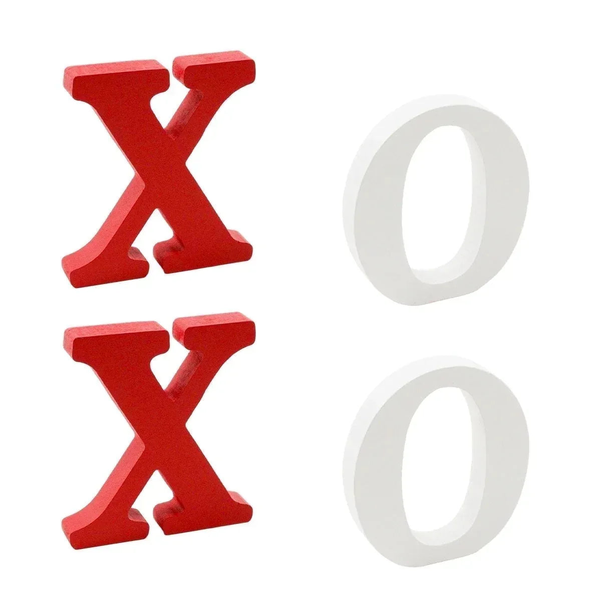 Wooden XOXO Tabletop Sign - Red and White Valentine's Day Decor for Home,Wedding,Table,Shelf,and Mantel Displays
